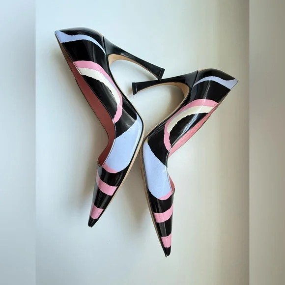DIOR Christian Dior Pink ,Orange,green Black high Heels SHOES SIZE 39,5 -US 9,5 - Picture 7 of 17